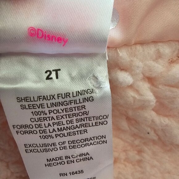 Disney Mickey Ears Coat, Pink with Bow Details, Toddler Girls 2T Faux Fur Lined - Picture 6 of 13